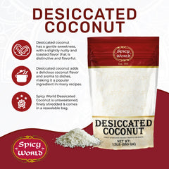Spicy World fine-shredded coconut close-up showing texture and ease of blending