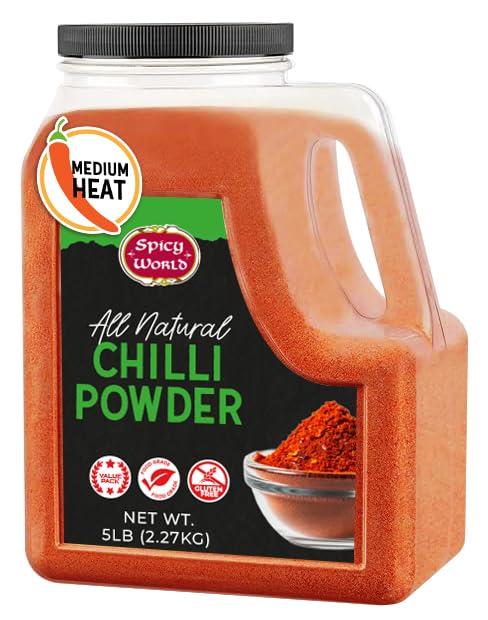 Spicy World 5 lb jar front view showing packaging and brand benefit