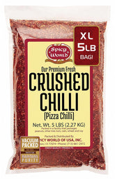 Spicy World front of bag showing 5 pound bulk value and brand for cost savings