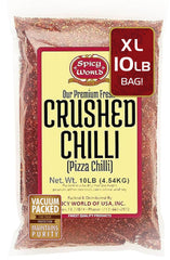 Spicy World front packaging showing 10 lb bag and clear label for bulk use