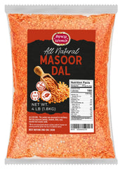 Spicy World open resealable bag of split red lentils showing easy access and freshness retention