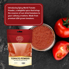 Spicy World tomato powder in a bowl ready to measure, ensuring easy portioning