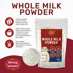Spicy World reconstituted milk in glass demonstrating creamy result