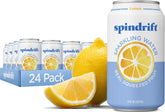 Spindrift front packaging lemon 24 pack shows freshness and convenience