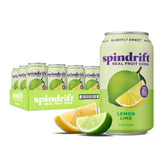 Spindrift lemon lime front packaging showing natural ingredients and benefits
