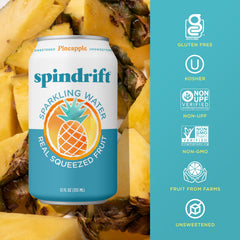 Spindrift pineapple can top open detail revealing easy-open convenience