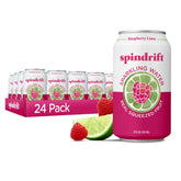Spindrift can front packaging showing raspberry lime flavor and benefit refreshment