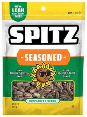 Spitz front packaging showing resealable 6oz bag and seasonal flavor benefit freshness