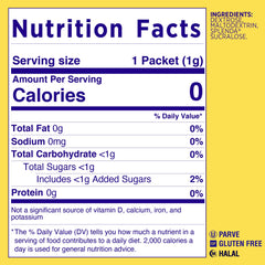 SPLENDA packet close-up with granules, clear texture and consistent sweetness