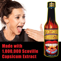 SPONTANEOUS COMBUSTION pouring onto food to demonstrate flavor boost