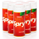 Spry cinnamon mint front packaging showing brand and count, convenient supply