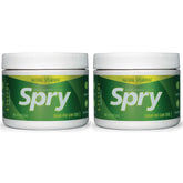 Spry spearmint front pack showing two 100-count tubs and brand clarity for fresh breath
