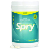 Spry jar front view showing wintergreen label and screw-top for easy storage