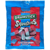 Squashies front packaging showing 120g bag and clear brand reading benefit: identifiable gift-ready pouch