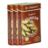 St. Claire's Organics front tin showing label and flip-top, easy-to-carry convenience
