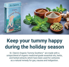 St. Claire's Organics tin inside travel kit showcasing on-the-go digestive support