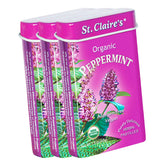 St. Claire's Organics tin front packaging showing brand and peppermint label for easy identification and freshness