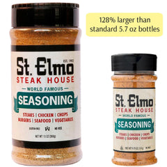 Close-up of St Elmo Steak House seasoning texture highlighting savory grains