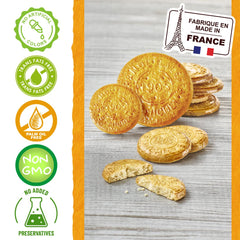 St Michel cookie close-up texture showing buttery flakes and crunch benefit