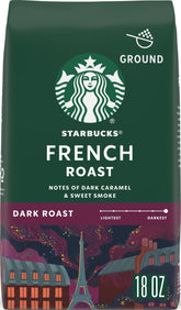 Starbucks French Roast front packaging showing bold label and 18 oz size for recognition