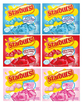 Starburst front packaging displaying six sugar free gelatin boxes and vibrant branding