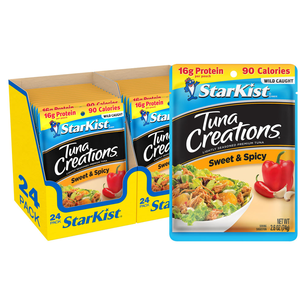 StarKist front pouch showing sweet and spicy flavor and on-the-go convenience
