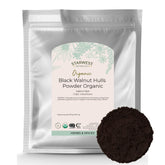 Starwest Botanicals front packaging showing 1 lb organic black walnut hulls, clear labeling benefit