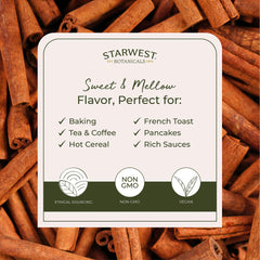 Starwest Botanicals cinnamon sticks in bowl to show size and bulk quantity