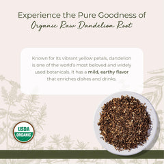 Starwest Botanicals loose cut-and-sifted dandelion root spilled, highlighting convenience