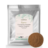 Starwest Botanicals bag front view showing organic Ceylon cinnamon and benefits