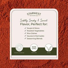 Starwest Botanicals paprika being poured over chili for richer color