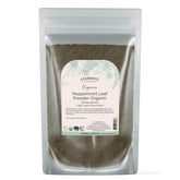 Starwest Botanicals pouch front showing organic peppermint and clear labeling for freshness