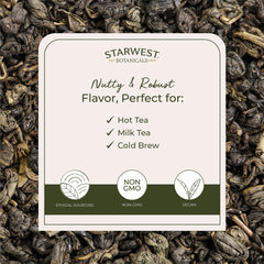 Brewed cup of gunpowder green tea from Starwest Botanicals showing rich color and aroma