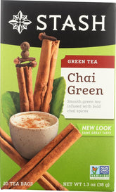 Stash chai green tea front packaging showing two 20-count boxes for convenience