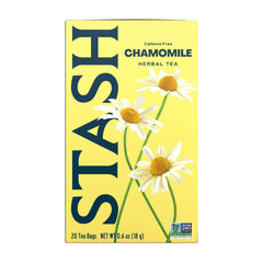 Stash chamomile front box showing pack and freshness benefits