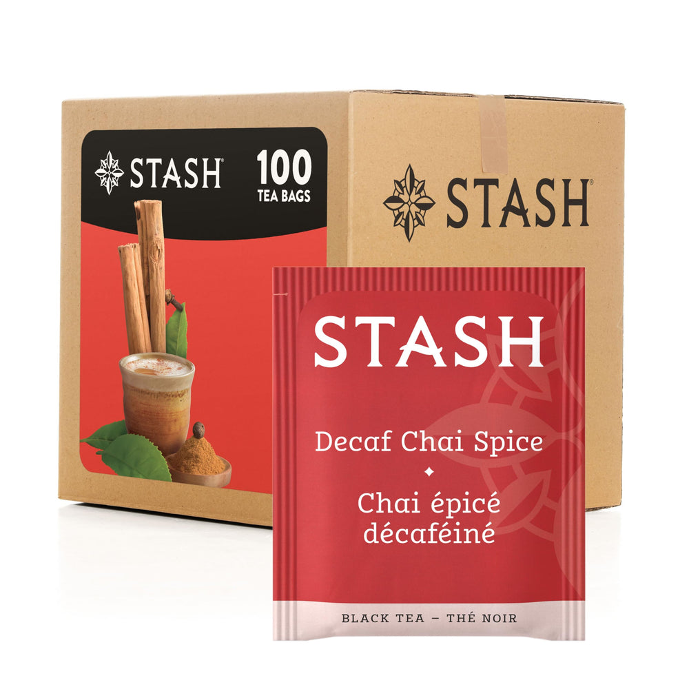 Stash front packaging showing box and 100 tea bags, convenient fresh supply