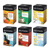 Stash front packaging showing the six-flavor variety pack and convenient boxes