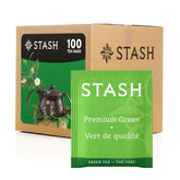 Stash front packaging showing box of 100 tea bags and clear branding for convenience