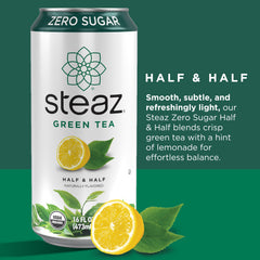 Steaz being poured into a glass demonstrating color and serving suggestion