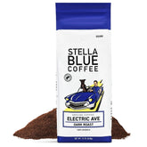Stella Blue front packaging showing bold dark roast and brand benefit