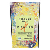 Stellar Snacks front of bag showing resealable 16 oz and bold-herby branding for convenience