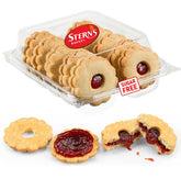 Stern's Bakery front packaging of sugar free strawberry Linzer tarts showing box branding and count