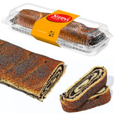 Stern's Bakery front packaging showing whole poppy seed cake and freshness