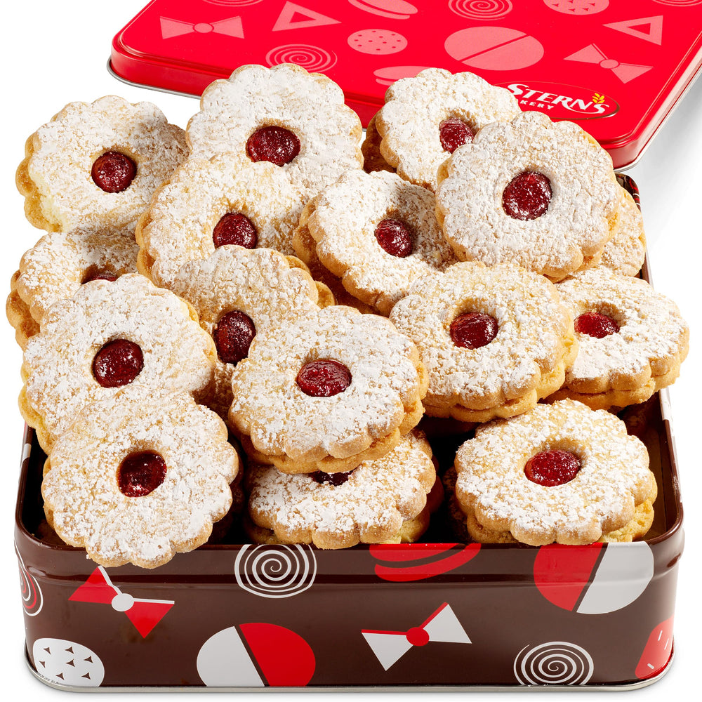 Stern's Bakery tin front view showing elegant packaging and gifting convenience