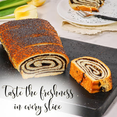 Stern's Bakery resealable container keeping the loaf fresh and protected during storage