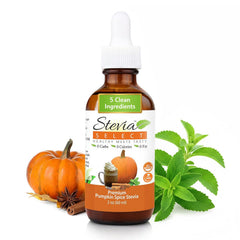 Stevia Select front packaging showing pumpkin spice label and benefits for flavor