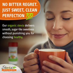 Stevia Select precision scoop inside jar illustrating accurate portion control and consistency
