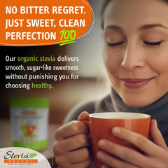 Stevia Select precision scoop inside jar demonstrating easy measurement benefit