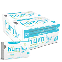 Stevita front packaging showing peppermint gum and brand for lasting freshness