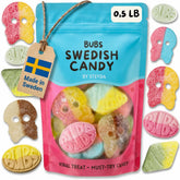 STEYDA front packaging showing Bubs Swedish candy — authentic Swedish treat